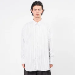[IS-NESS] NU VENTILATION LONG SLEEVE SHIRT _ WHITE NAVY STRIPE