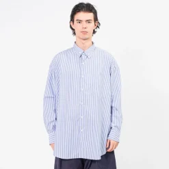 [IS-NESS] NU VENTILATION LONG SLEEVE SHIRT _ BLUE WHITE STRIPE