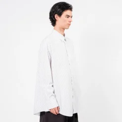 [IS-NESS] NU VENTILATION LONG SLEEVE SHIRT _ WHITE NAVY STRIPE