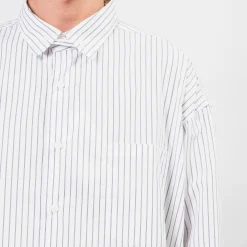 [IS-NESS] NU VENTILATION LONG SLEEVE SHIRT _ WHITE NAVY STRIPE