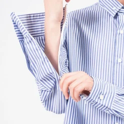 [IS-NESS] NU VENTILATION LONG SLEEVE SHIRT _ BLUE WHITE STRIPE