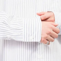 [IS-NESS] NU VENTILATION LONG SLEEVE SHIRT _ WHITE NAVY STRIPE