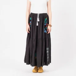 [LEH] 1028 EMB SKIRT _ BLACK