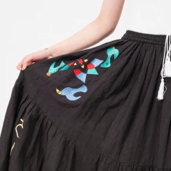 [LEH] 1028 EMB SKIRT _ BLACK