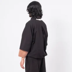 [MERELY MADE] MERELY DOBBY COTTON RAGLAN CAPE SHIRTS _ BLACK