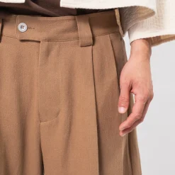 [MERELY MADE] MERELY DOBBY COTTON WIDE CROPPED PANTS _ CAPPUCCINO