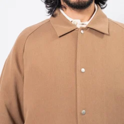 [MERELY MADE] MERELY DOBBY COTTON RAGLAN CAPE SHIRTS _ CAPPUCCINO
