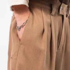 [MERELY MADE] MERELY DOBBY COTTON WIDE CROPPED PANTS _ CAPPUCCINO