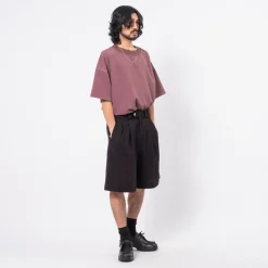 [MERELY MADE] MERELY DOBBY COTTON WIDE CROPPED PANTS _ BLACK