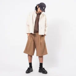 [MERELY MADE] MERELY DOBBY COTTON WIDE CROPPED PANTS _ CAPPUCCINO