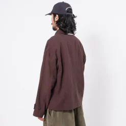 [MERELY MADE] MERELY PREMIUM LINEN OXFORD GURKHA JACKET _ DARK WINE