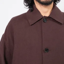 [MERELY MADE] MERELY PREMIUM LINEN OXFORD GURKHA JACKET _ DARK WINE