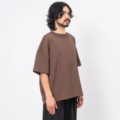 [MERELY MADE] MERELY WIDE ROUND NECKLINE T-SHIRT _ WOOD BROWN