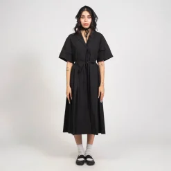 [MINJUKIM] BASIC PLEATED SHIRT DRESS _ BLACK
