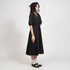 [MINJUKIM] BASIC PLEATED SHIRT DRESS _ BLACK