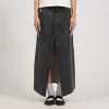 [MINJUKIM] SLIT POINTED LONG SKIRT _ GREY DENIM