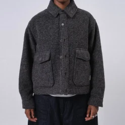 [NANAMICA] WINDSTOPPER SLIVER KNIT JACKET _ HEATHER GREY