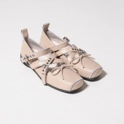 [OPEN YY] CROSS BUCKLE BALLET FLATS _ BEIGE