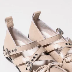 [OPEN YY] CROSS BUCKLE BALLET FLATS _ BEIGE