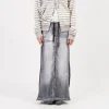 [OPEN YY] FRONT JEAN EFFECT JERSEY SKIRT _ BLACK