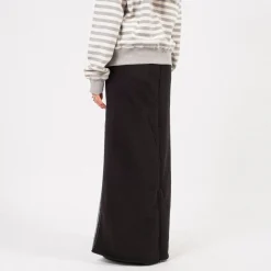 [OPEN YY] FRONT JEAN EFFECT JERSEY SKIRT _ BLACK