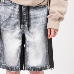 [OPEN YY] JEAN EFFECT JERSEY SHORTS _ BLACK