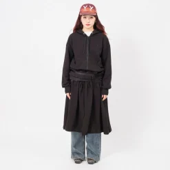 [OPEN YY] JERSEY SHIRRING HOODIE JACKET _ BLACK