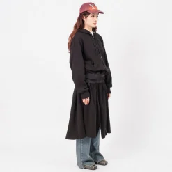 [OPEN YY] JERSEY SHIRRING HOODIE JACKET _ BLACK