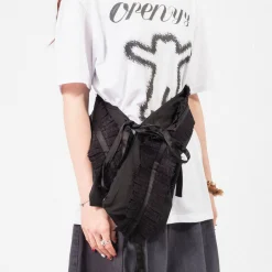 [OPEN YY] PLEATS LAYERED POUCH BELT _ BLACK