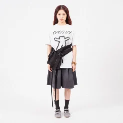 [OPEN YY] PLEATS LAYERED POUCH BELT _ BLACK