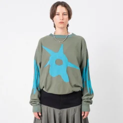 [PAM] KUU CREW NECK KNIT _ GREEN/BLUE