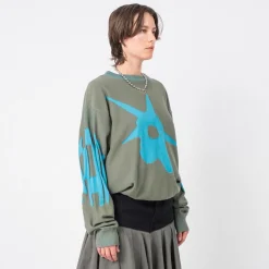 [PAM] KUU CREW NECK KNIT _ GREEN/BLUE