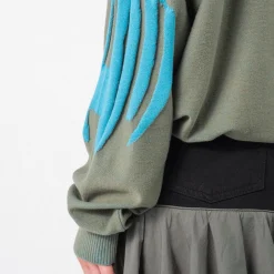 [PAM] KUU CREW NECK KNIT _ GREEN/BLUE