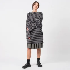 [PAM] MOON MAIDEN STRIPE DRESS _ BLACK/WHITE