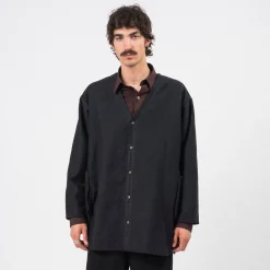 [PORTER CLASSIC] MOLESKIN NO COLLAR SHIRT JACKET _ BLACK