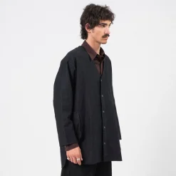 [PORTER CLASSIC] MOLESKIN NO COLLAR SHIRT JACKET _ BLACK