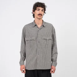 [PORTER CLASSIC] ROLL UP FLANNEL GINGHAM CHECK SHIRT _ BLACK