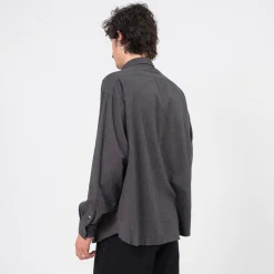 [PORTER CLASSIC] ROLL UP FLANNEL SHIRT _ CHARCOAL GREY