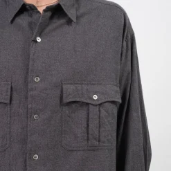 [PORTER CLASSIC] ROLL UP FLANNEL SHIRT _ CHARCOAL GREY