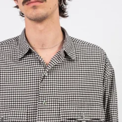 [PORTER CLASSIC] ROLL UP FLANNEL GINGHAM CHECK SHIRT _ BLACK