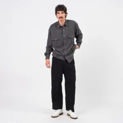 [PORTER CLASSIC] ROLL UP FLANNEL SHIRT _ CHARCOAL GREY