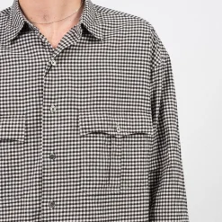 [PORTER CLASSIC] ROLL UP FLANNEL GINGHAM CHECK SHIRT _ BLACK
