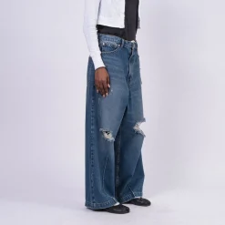 [RHODOLIRION] PS1020 90’LOOSE STRAIGHT PANTS DAMAGED DENIM _ INDIGO