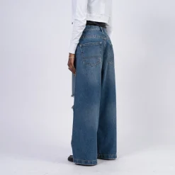 [RHODOLIRION] PS1020 90’LOOSE STRAIGHT PANTS DAMAGED DENIM _ INDIGO