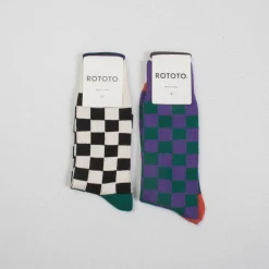 [ROTOTO] R1495 CHECKERBOAD CREW SOCKS