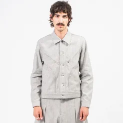 [SAGE NATION] DENIM JIJI JACKET _ GREY HERRINGBONE