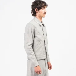 [SAGE NATION] DENIM JIJI JACKET _ GREY HERRINGBONE