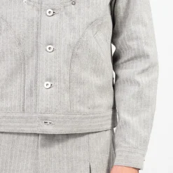 [SAGE NATION] DENIM JIJI JACKET _ GREY HERRINGBONE