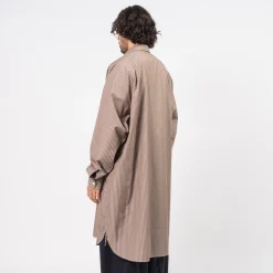 [SILLAGE] POPOVER SHIRT DEAD STOCK _ BROWN STRIPE LONG