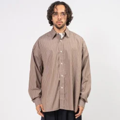 [SILLAGE] WIDE SHIRT DEAD STOCK _ BROWN STRIPE